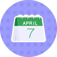 7th of April Flat Sticker Icon vector