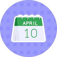 10 de abril plano pegatina icono vector