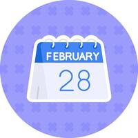 28th of February Flat Sticker Icon vector