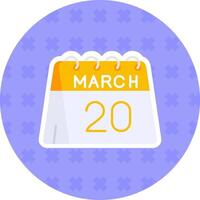 20th of March Flat Sticker Icon vector