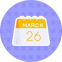 26th of March Flat Sticker Icon vector