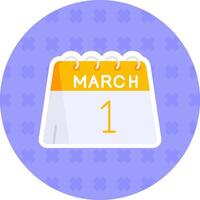 1st of March Flat Sticker Icon vector