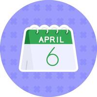 6th of April Flat Sticker Icon vector