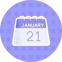 21st of January Flat Sticker Icon vector