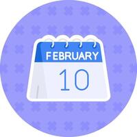 10 de febrero plano pegatina icono vector