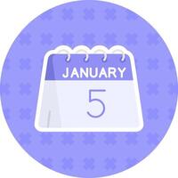 5th of January Flat Sticker Icon vector