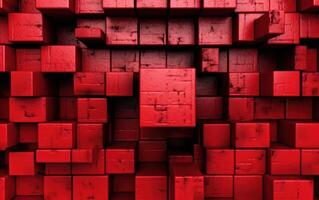 AI generated Abstract image of cubes background in red. Generative AI photo