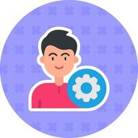 Settings Flat Sticker Icon vector