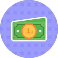 Riyal Flat Sticker Icon vector