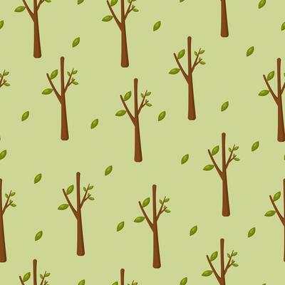 Seamless pattern with trees and leaves