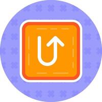 U turn Flat Sticker Icon vector