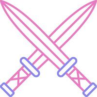 Two Swords Linear Two Colour Icon vector