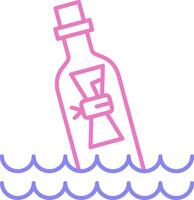 Message In Bottle Linear Two Colour Icon vector