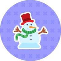 Snowman Flat Sticker Icon vector