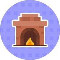 Fireplace Flat Sticker Icon vector