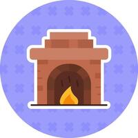 Fireplace Flat Sticker Icon vector