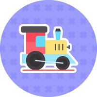 juguete tren plano pegatina icono vector