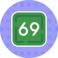 Sixty Nine Flat Sticker Icon vector