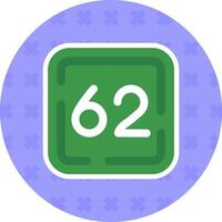 Sixty Two Flat Sticker Icon vector
