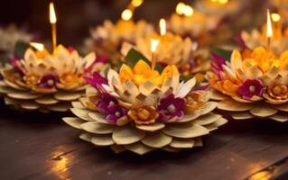 AI generated Thailand festival Loy Krathong. Ai Generative photo