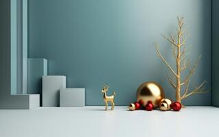 AI generated Festive Christmas scene podium for products showcase or promotional sale with minimalist. AI generated photo