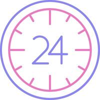 24 horas lineal dos color icono vector