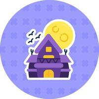 Haunted house Flat Sticker Icon vector