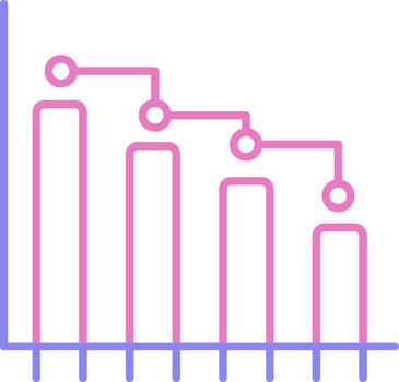 bar grafico lineal dos color icono vector