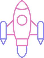 espacio Embarcacion lanzamiento lineal dos color icono vector