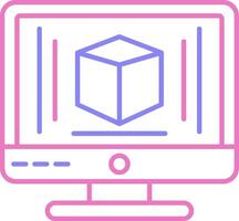 3d Modeling Linear Two Colour Icon vector