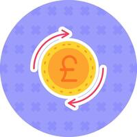 Pound Flat Sticker Icon vector