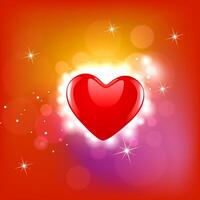 Red beautiful heart on colorful background. vector