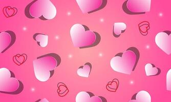 Trendy seamless pattern with pink gradient hearts. vector