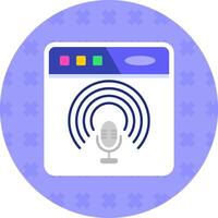 podcast plano pegatina icono vector