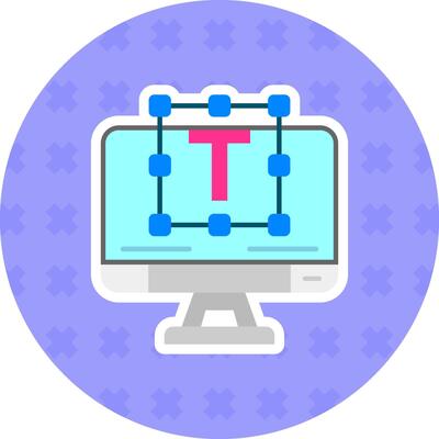 Typography Flat Sticker Icon