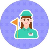 Tour guide Flat Sticker Icon vector