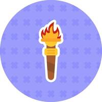 Torch Flat Sticker Icon vector