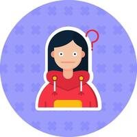 Thinking Flat Sticker Icon vector