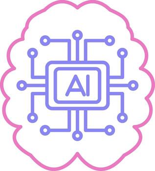 Artificial Intelligence Linear Two Colour Icon vector