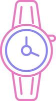 reloj de pulsera lineal dos color icono vector