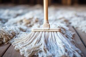AI generated Closeup of mop for cleaning. photo