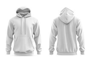 AI generated Front and Back of an Editable male white Hoodie. photo