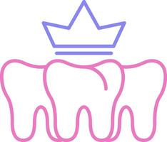 dental corona lineal dos color icono vector