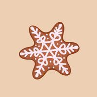 snowflake cookie, gingerbread. Illustration for printing, backgrounds, covers and packaging. Image can be used for greeting cards, posters, stickers and textile. Isolated on white background. vector