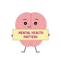 mental health matters, brain characters. Illustration for printing, backgrounds, covers and packaging. Image can be used for greeting cards, posters and stickers. Isolated on white background. vector