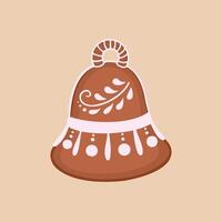 gingerbread bell, cookie. Illustration for printing, backgrounds, covers and packaging. Image can be used for greeting cards, posters, stickers and textile. Isolated on white background. vector