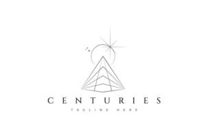 Centuries Abstract Illustration Logo Represented Building Like Pyramid and Sun Eclipse Majesty with Geometric Style vector