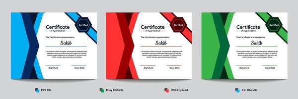 Certificate Design Template 3 in 1 Bundle vector