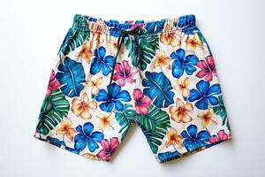 ai generado nadando bermudas. color verano pantalones cortos aislado en blanco antecedentes. foto