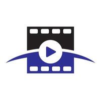 Film media logo design icon vector. Film play button logo vector